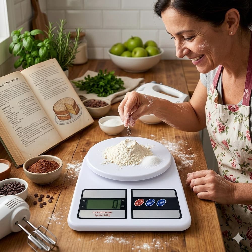 Balança digital de cozinha 10Kg, receitas medida de ingredientes facilidade na medida certa na cozinha visor digital LCD