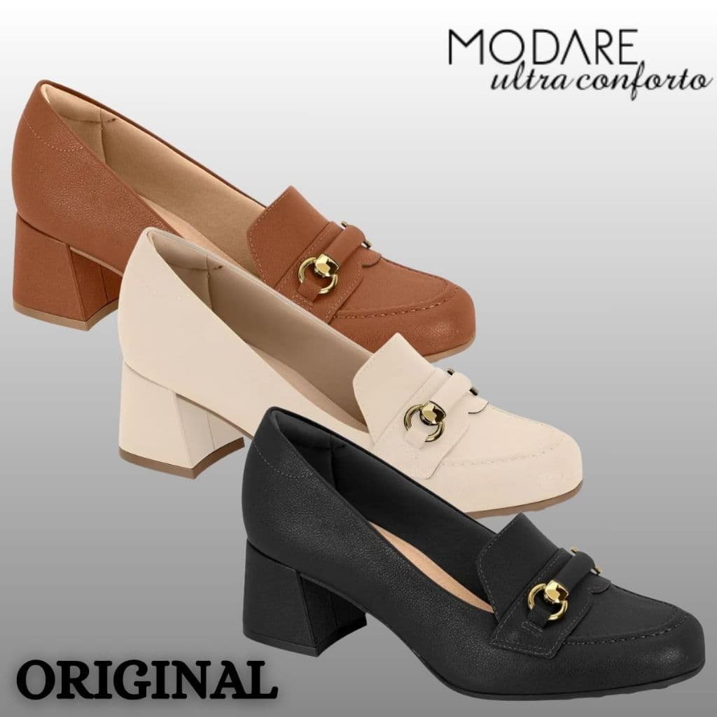 Sapato Scarpin Feminino Modare Ortopédico Conforto Salto Bloco Formal
