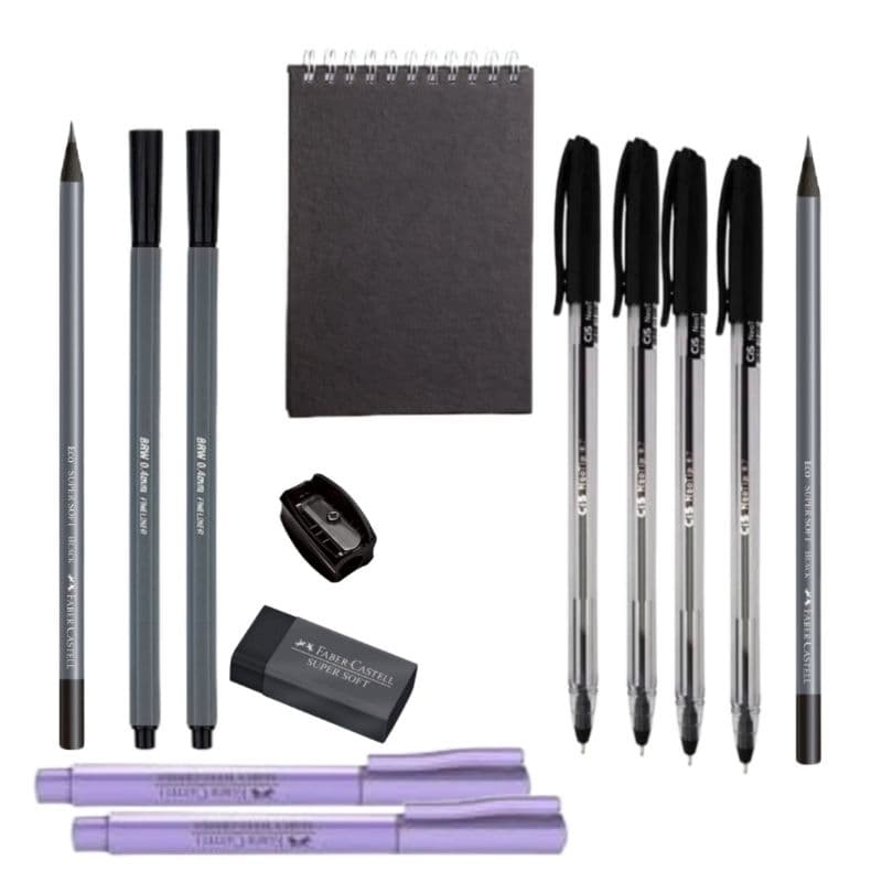 Kit papelaria - Kit material escolar - Kit estudante - Uma cor só - kit fofinhos !leia a descrição!