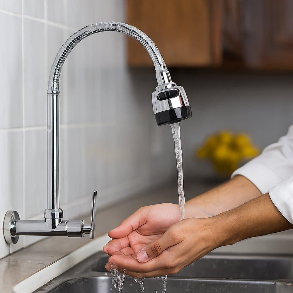 Torneira Gourmet de Parede com Ducha Para Cozinha - Inox