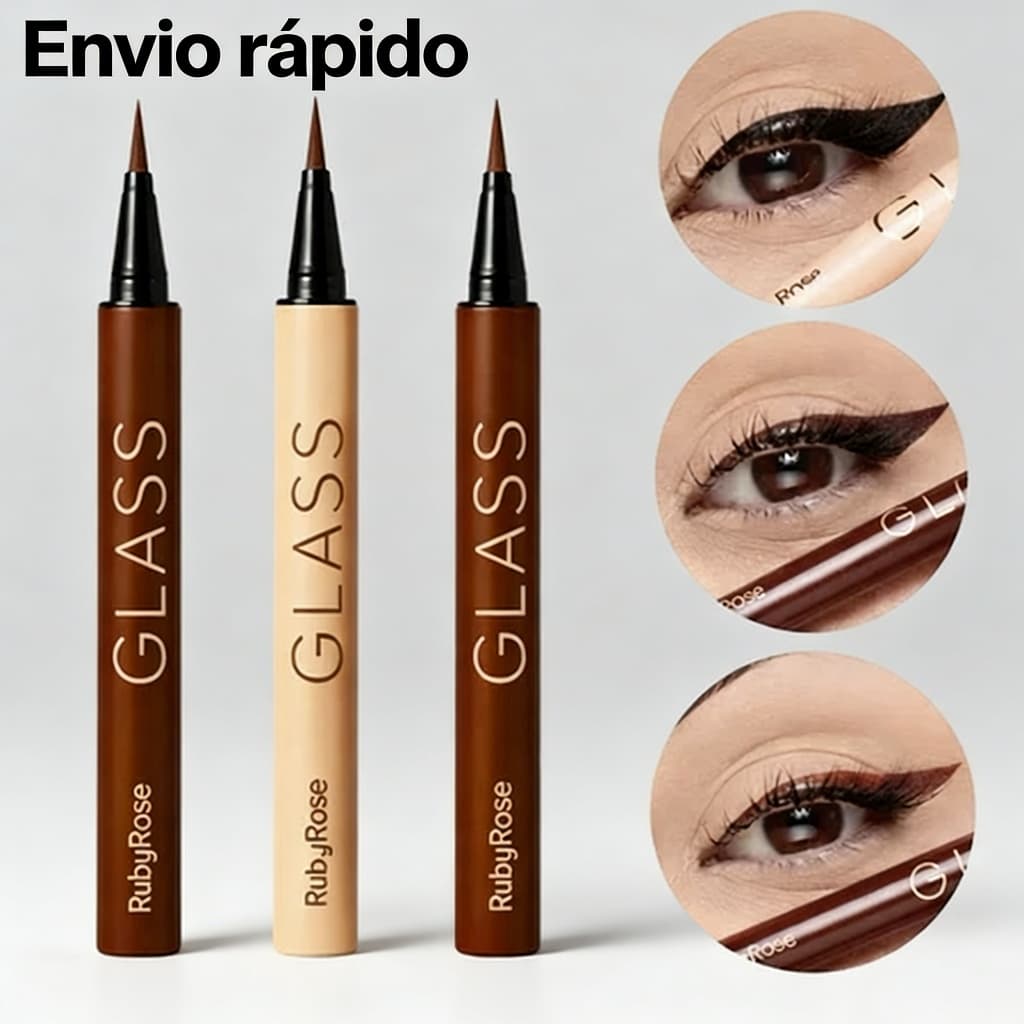 Caneta Delineadora Glass Ruby Rose - Preto Light Dark Brown Fácil Aplicação e Alta Durabilidade 💄