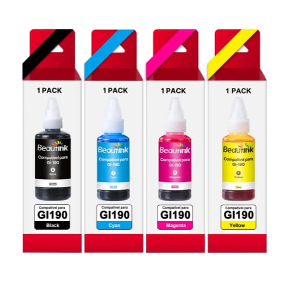 Kit De 4 Tintas Compatíveis Para Canon Para Gi190 Para Pixma