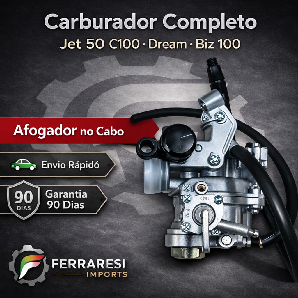 Carburador Completo Jet 50 Shineray C100 Dream Biz 100 Afogador No Cabo
