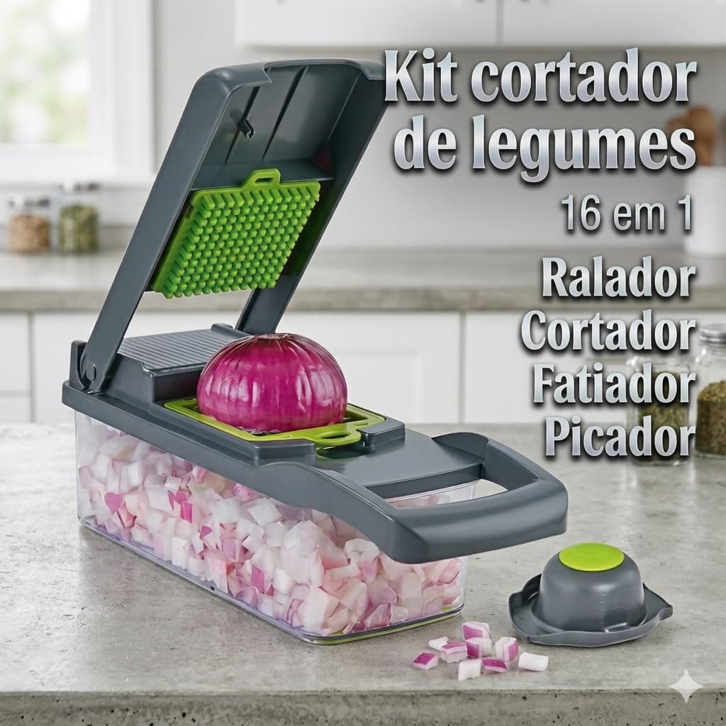 Cortador Fatiador Ralador de Legumes 16 em 1 Multifuncional - Pratico Rápido Manual