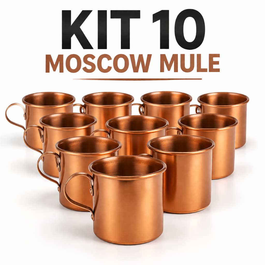 Kit 10 Caneca Moscou Mule Rose Gold Alumínio 350 ml Bar Bebida Drinks Estilo Retro Premium Festas