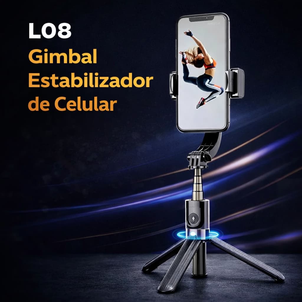 Gimbal L08 Estabilizador Celular Bastão Selfie Tripé,Filmagem Estável Adeus Tremor, Vídeos, TikTok
