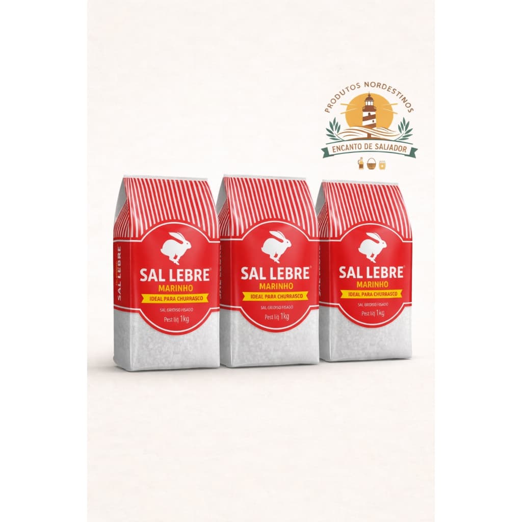 Kit 3 Sal Marinho Grosso Lebre para Churrasco 1kg cada