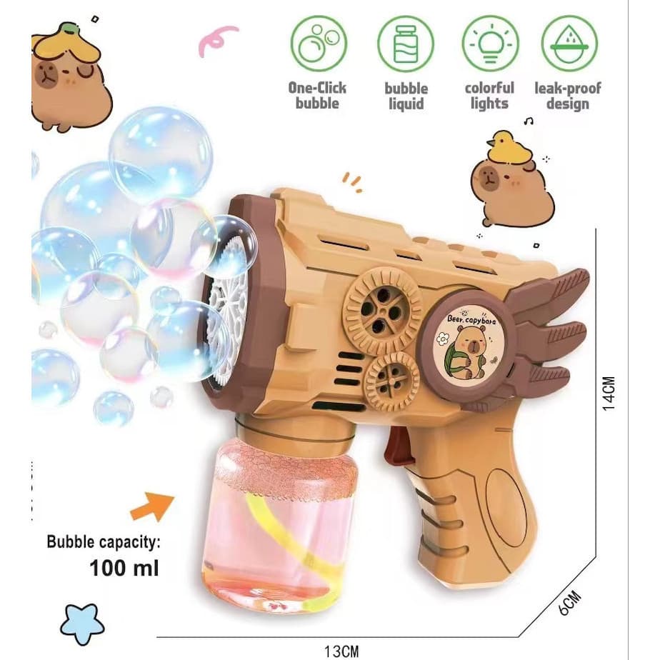 Brinquedo Bolha De Sabão Modelo Capivara Modelo Engrenagem Bolhas Automatica Divertida