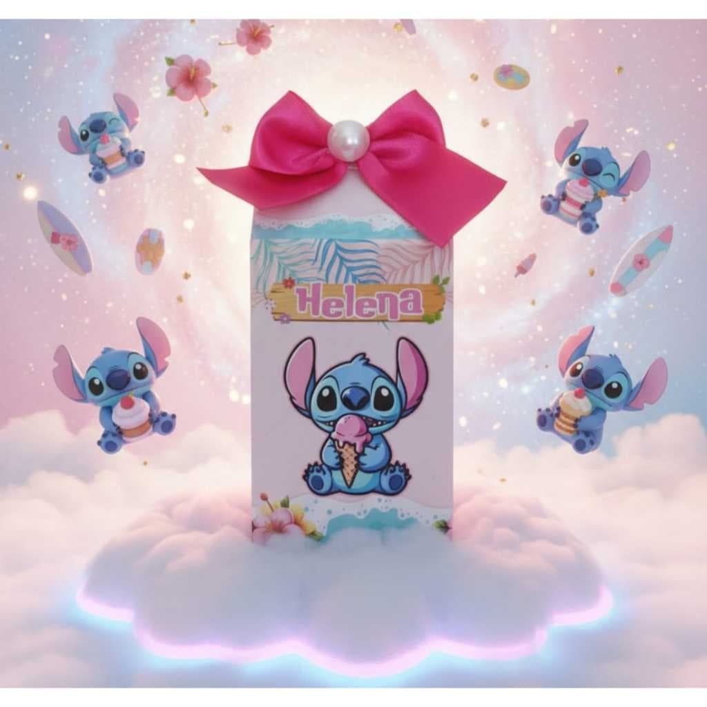 PEGUE E MONTE Caixinha Milk Stitch Sorvete Azul e Rosa para Festa Personalizada - Lembrancinha para Festa aniversário