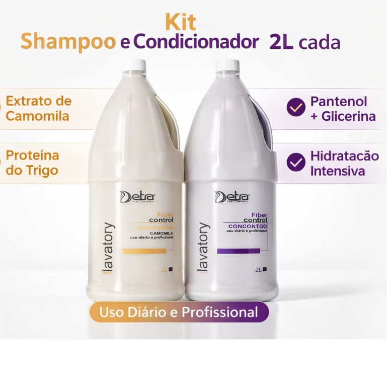 Shampoo Camomila e condicionador Fiber control 2 litros
