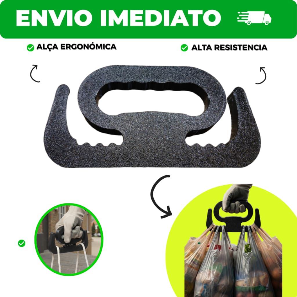 KIT  2 UN CARREGADORES DE SACOLAS - Pegador SuperCarga De Alça Resistente Até 10 Sacolas