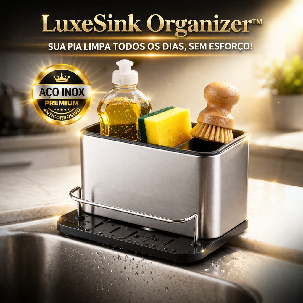 Organizador de Pia Inox Porta Detergente Esponja Suporte Cozinha Compacto Anticorrosivo
