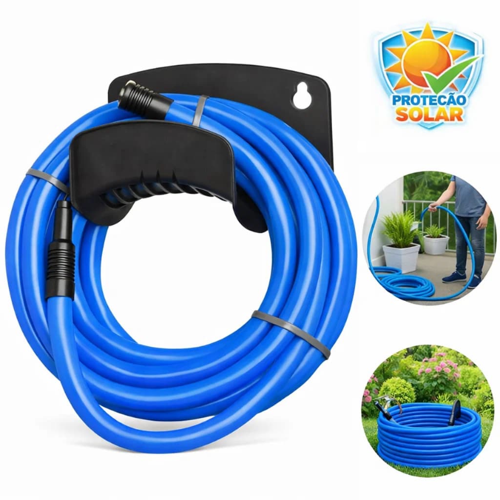 Mangueira 7/16 Silicone com Engate e Esguicho Jardim Casa Resistente Flexível