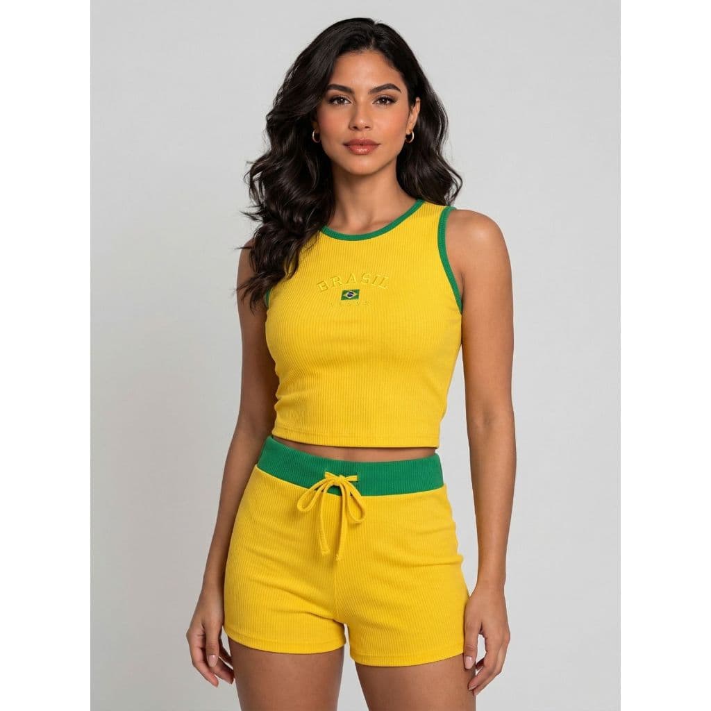 Look Brazilcore: Conjunto Canelado Edição Especial Brasil