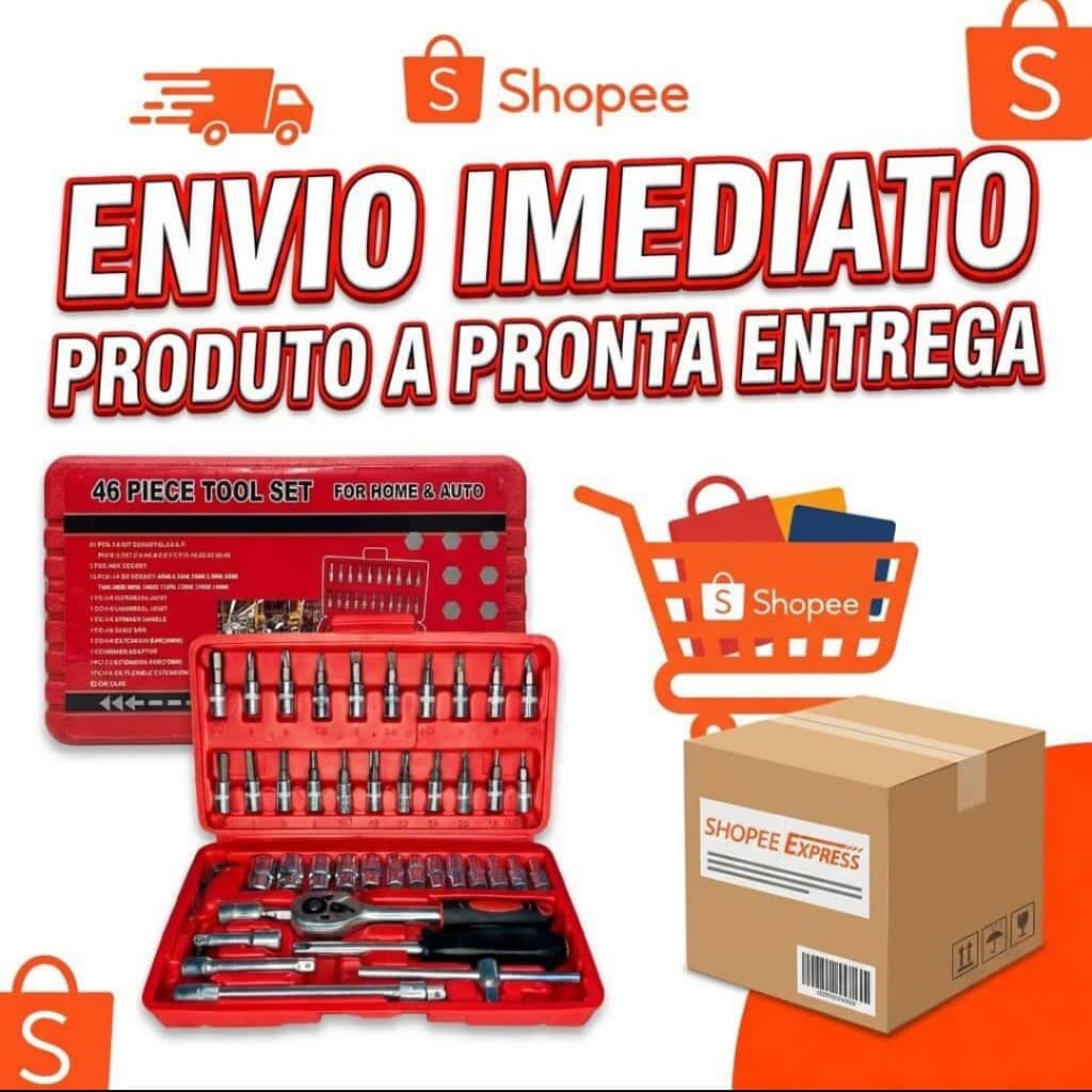 Kit De Ferramentas 46 Peças Jogo De Soquetes Chave Catraca Reversível Com Maleta Jogo De Ferramentas Completo