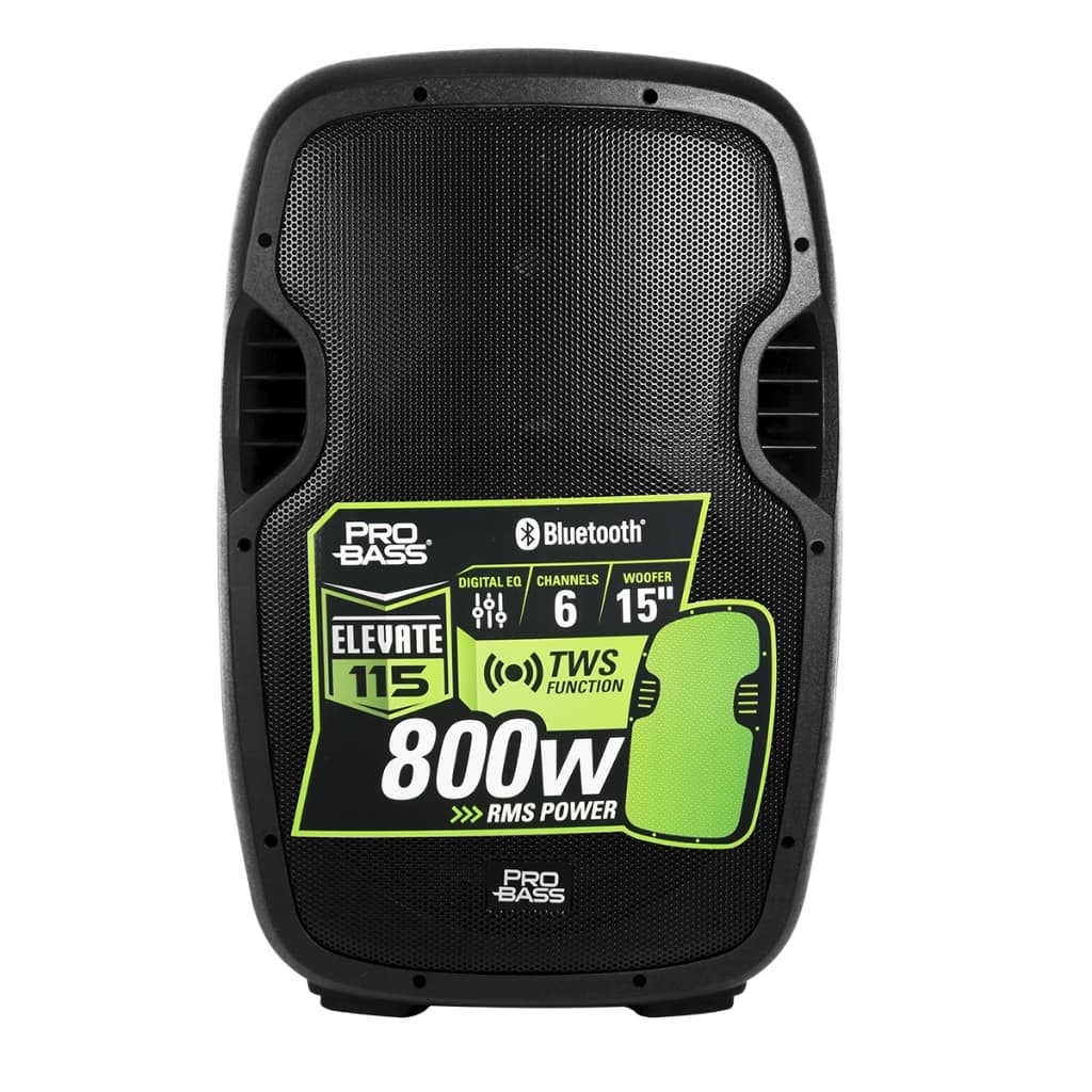 Caixa De Som Ativa 800W 15 Polegadas Com Bluetooth Equalizador Alças E Rodinhas Elevate 115 ProBass