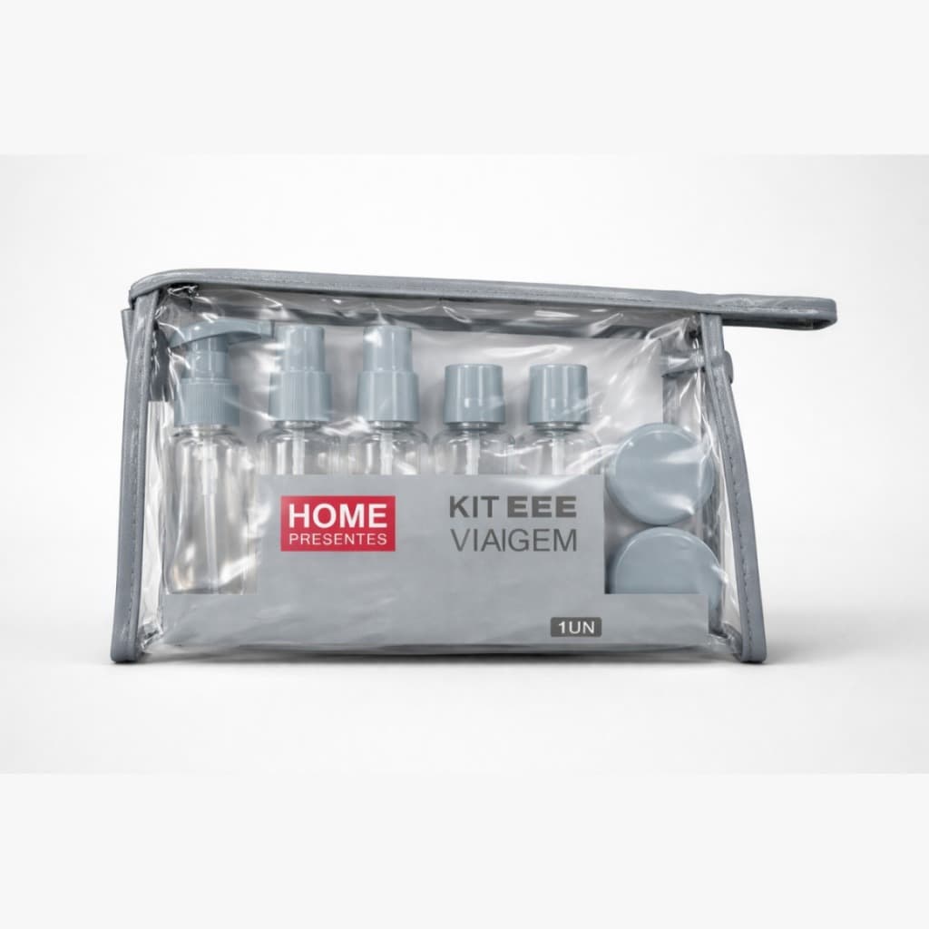 Kit C/ 10 Peças Frascos Para Viagem Cinza