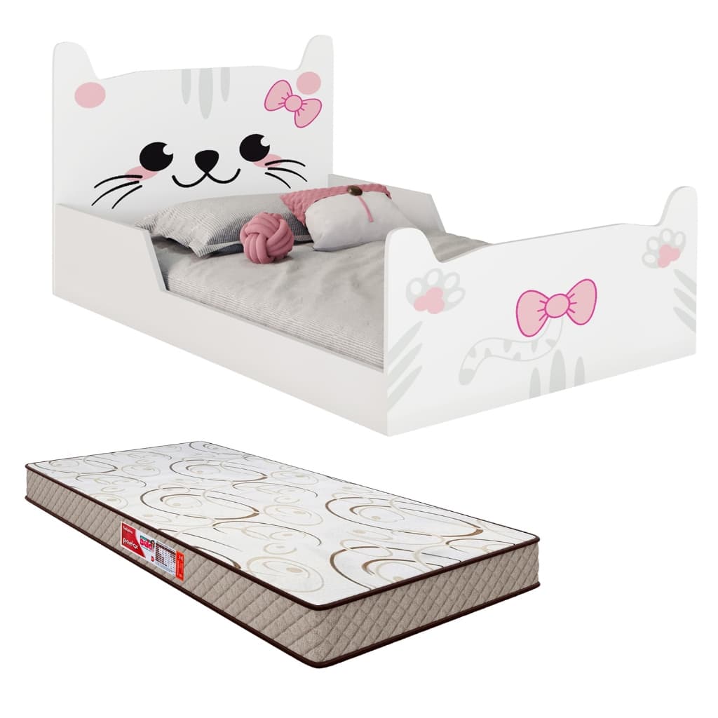 Cama Infantil Encanto Juvenil  Grade de Proteção Lateral Design Baixo Segurança Quarto Infantil