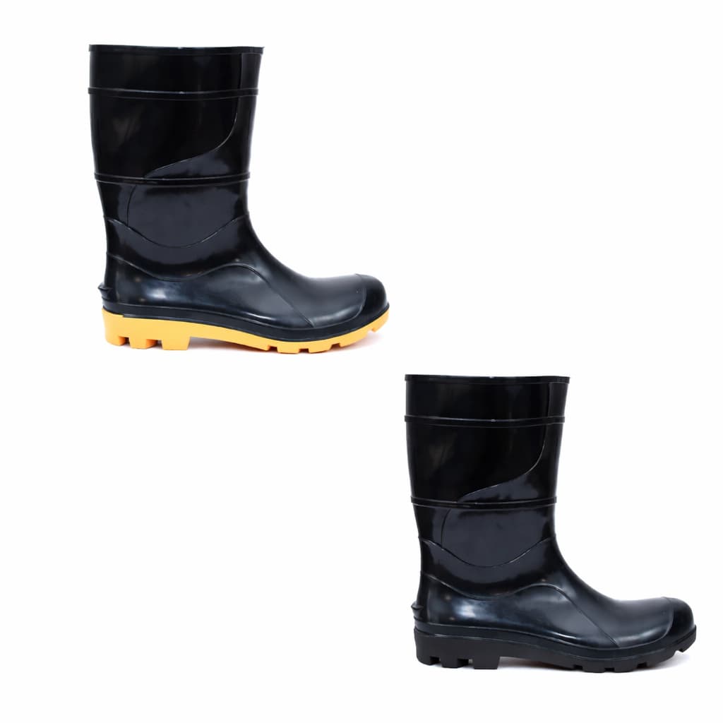 Kit 2 Pares Galocha PVC CA Cano Médio Impermeável Antiderrapante EPI Construção, Limpeza, Motoboy