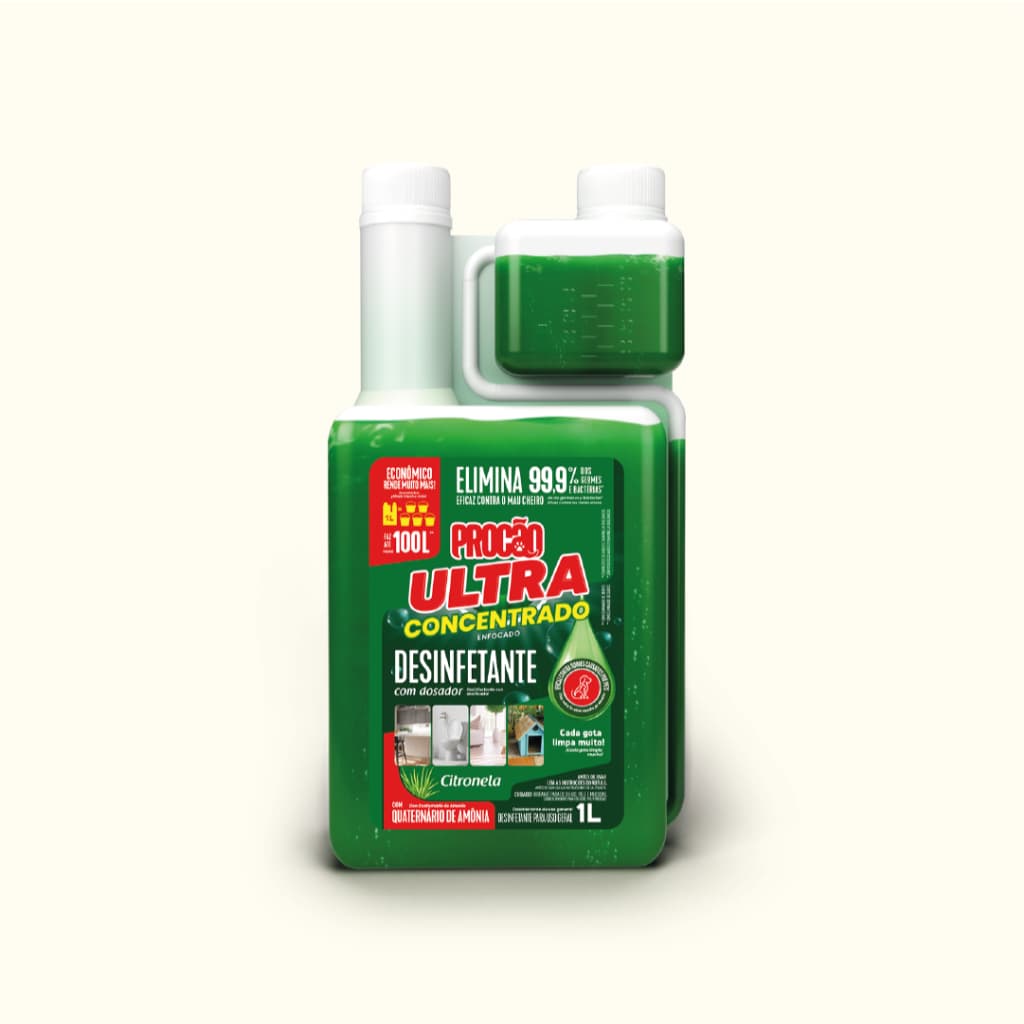 Desinfetante Concentrado Procão - Pet e Casa - Limpeza Pesada - Elimina Odor - Citronela 1L