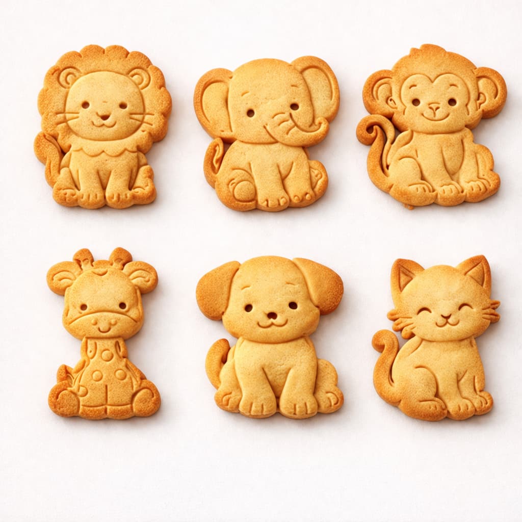 Cortador Marcador de Biscoito Animais Fofos Kit 6 PETG Infantil Gato Cachorro Leão Macaco