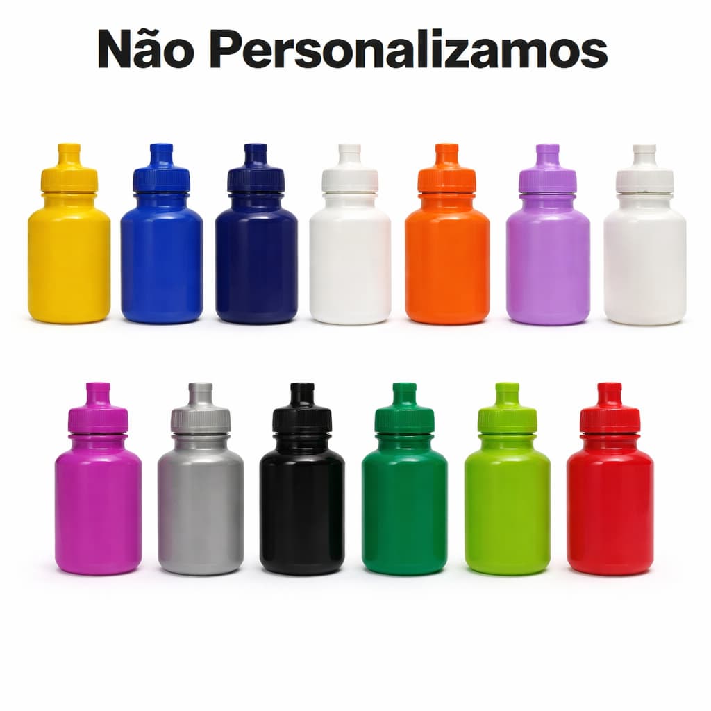 GARRAFA SQUEEZE 300ML SOLIDA KIT COM 15 (SEM ADESIVO/MAIS DE DUAS CORES OPÇÃO SORTIDA)