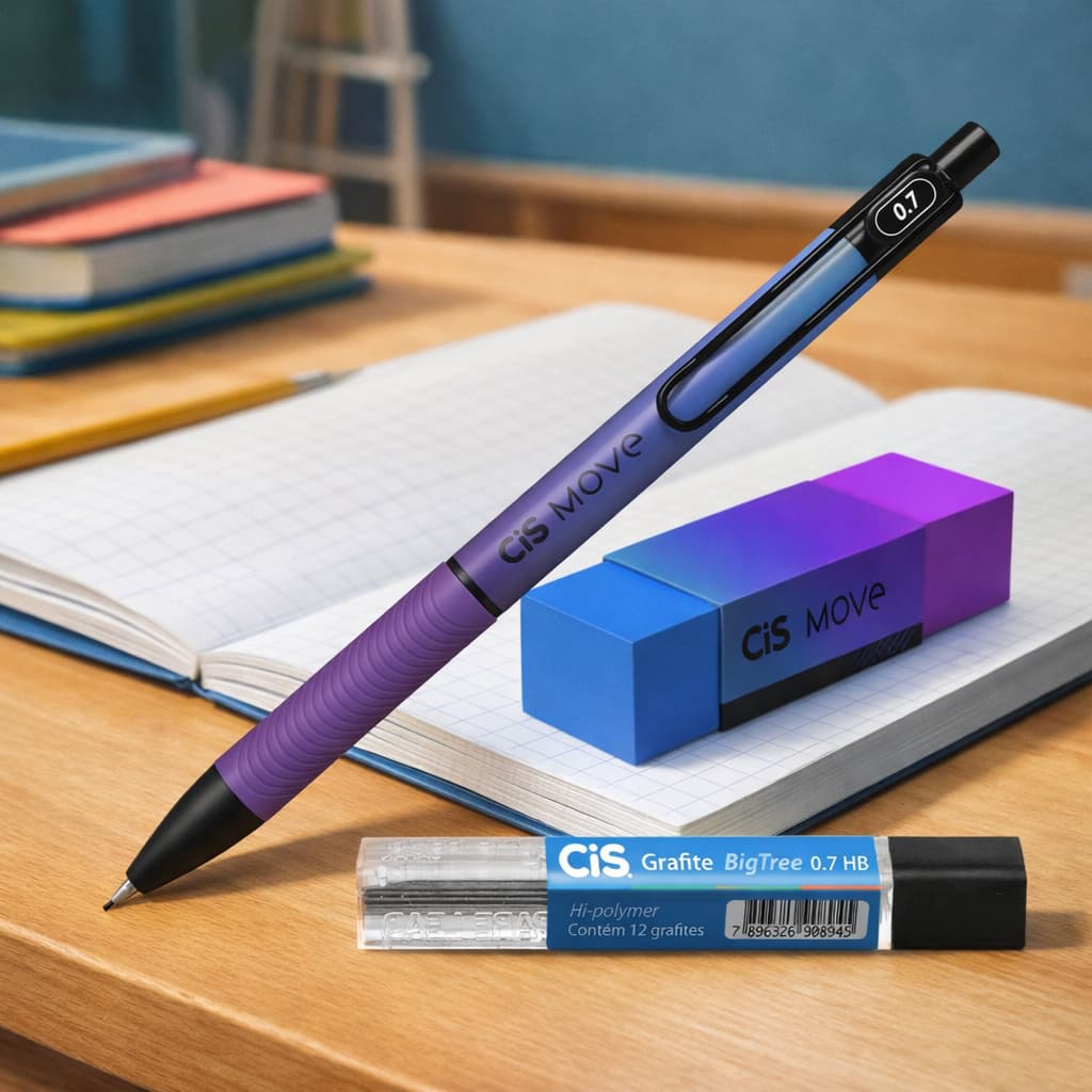 Kit Lapiseira Cis 0.7mm Com Grafite E Borracha - Kit Escolar