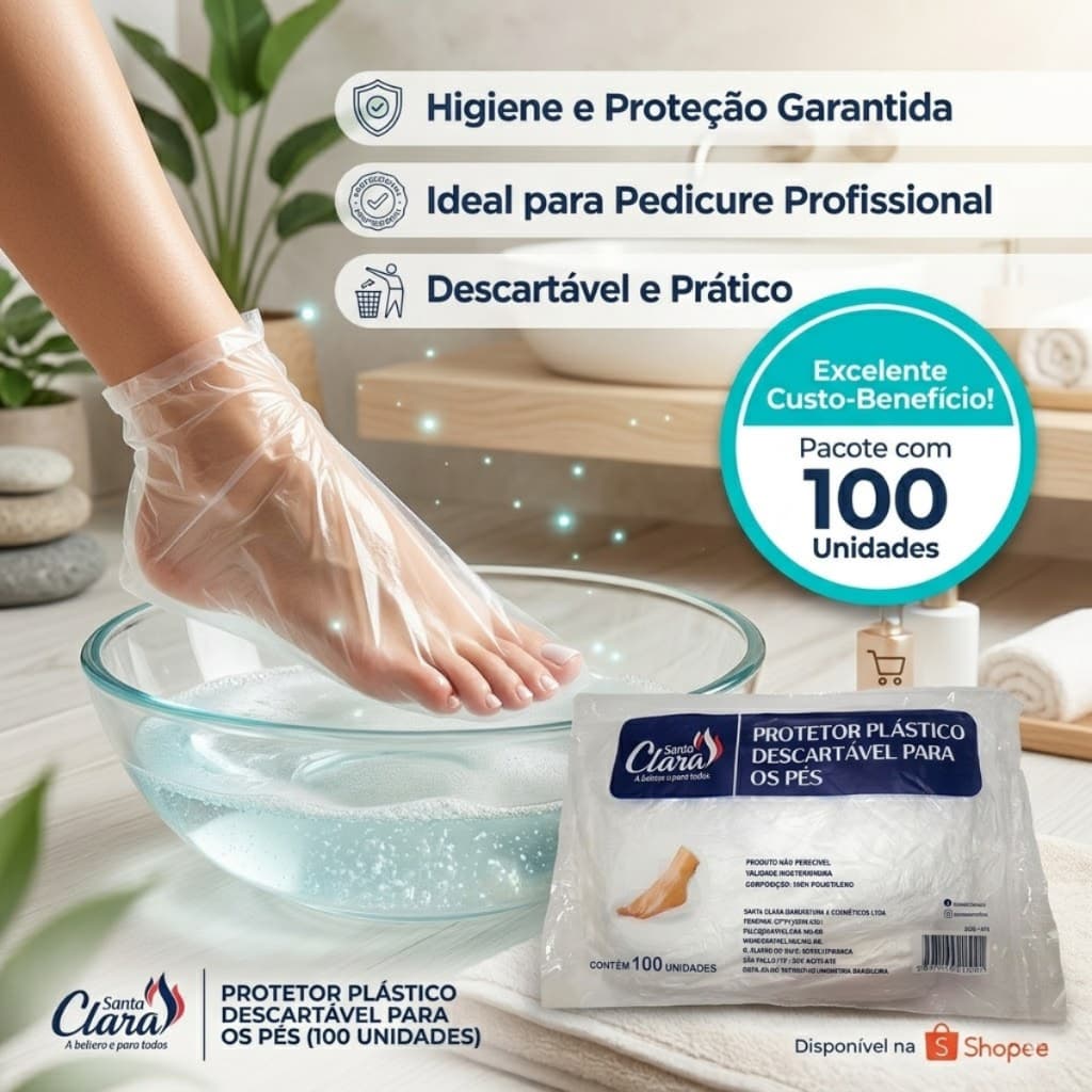 Protetor para Pés Descartável 100un Santa Clara Pedicure Salão Profissional Higiênico