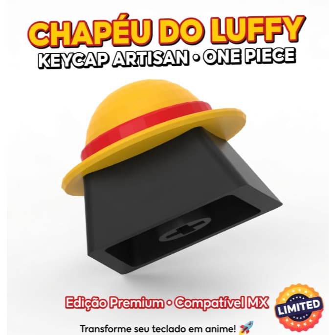 Keycap Artisan Luffy Chapéu De Palha 3D Para Teclado Mecânico Gamer Personalizada Anime Setup Geek