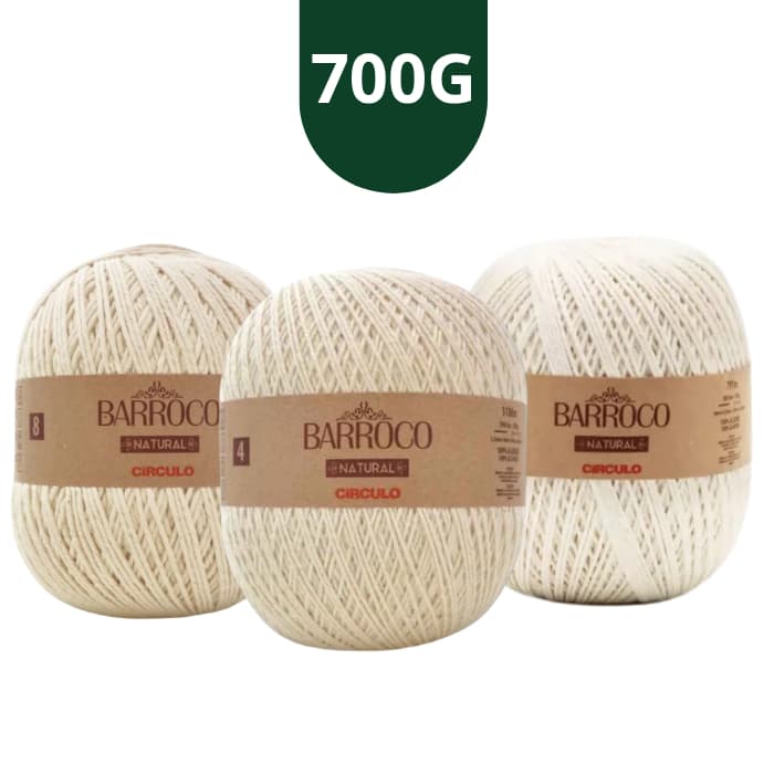 Barbante Barroco Natural cru 700g (nº4, 6, 8) - Círculo