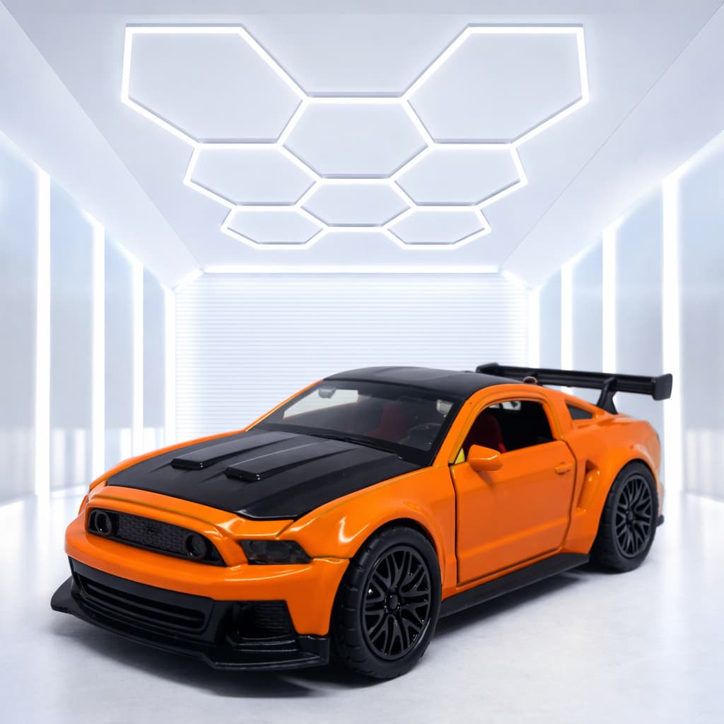 Miniatura Ford Mustang Escala 1:36 Metal Com Som E Luz Abre Portas Capô E Porta-malas Ligeiro