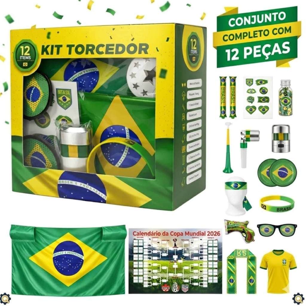 Kit Torcedor Brasil Copa do Mundo 2026 Completo