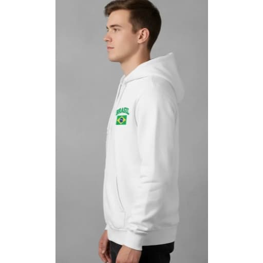 Moletom De Ziper Brasil Copa Feminino Masculino Confortavel
