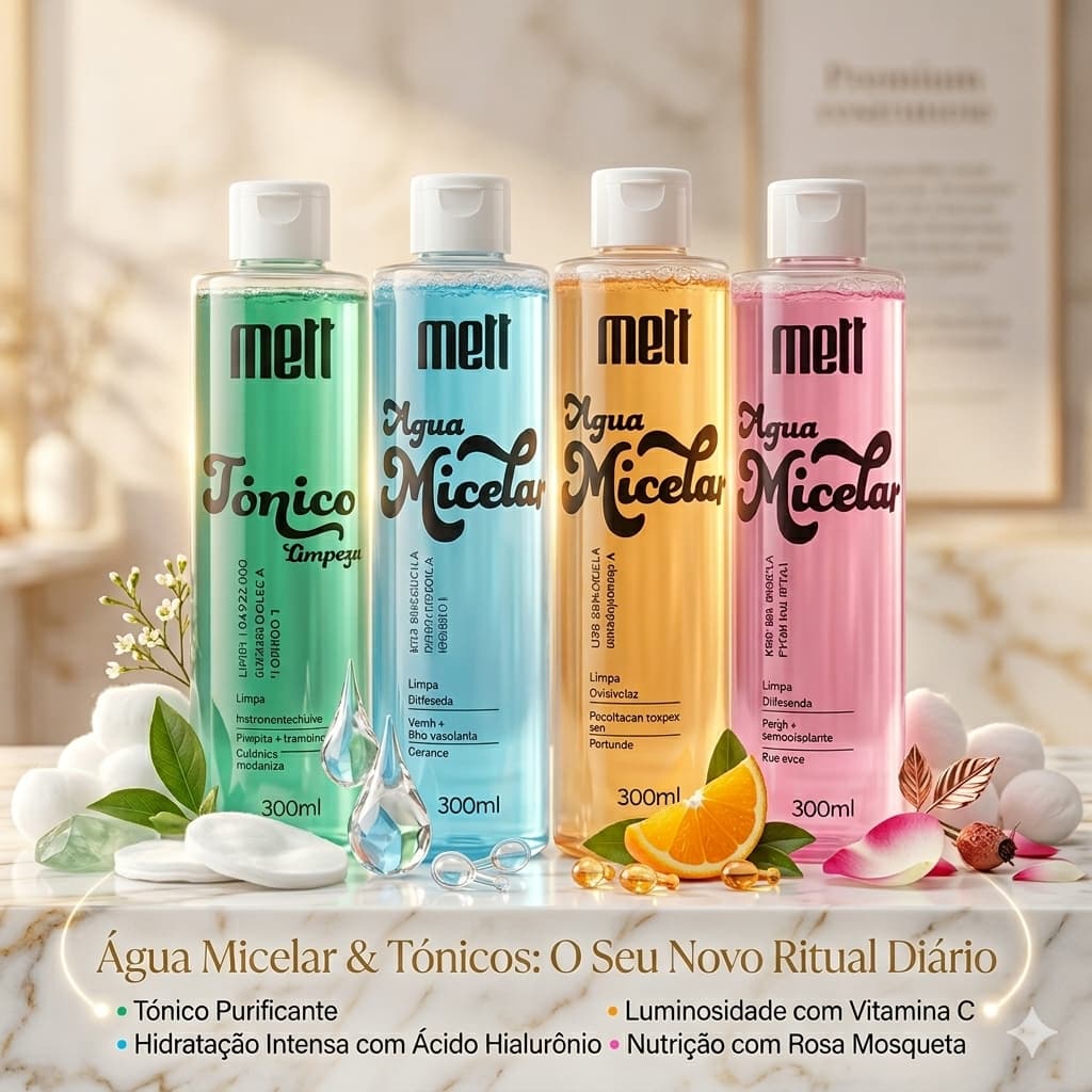 Tônicos faciais Água Micelar Ácido, Rosa Mosqueta e Vitamina C preparação Facial