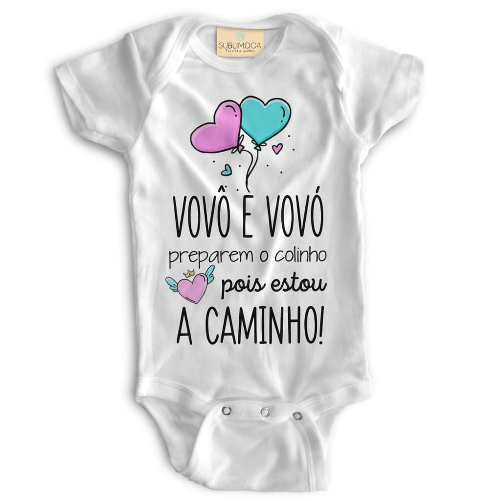 Body Bebê Personalizado - Vovó e Vovô, Estou a Caminho! - Poliéster + Elastano 💕👶