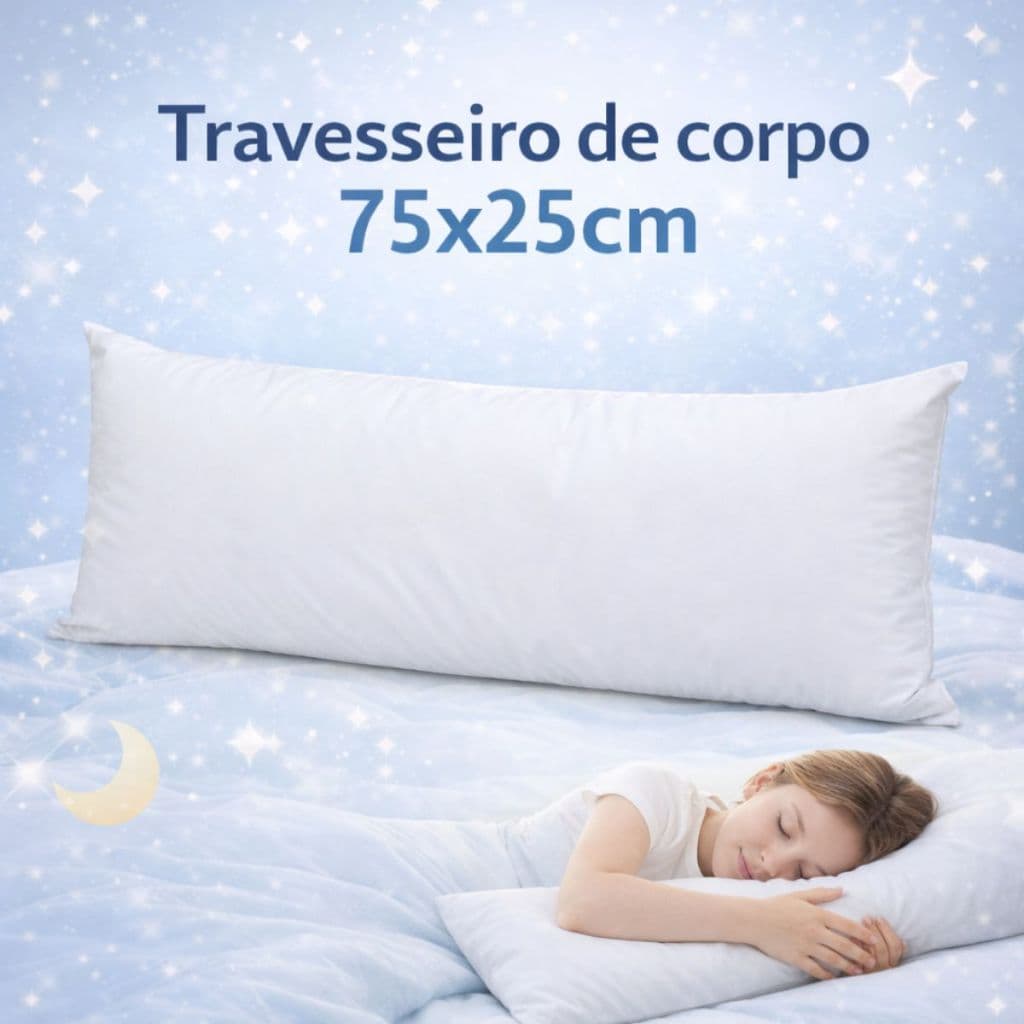 Travesseiro de Corpo Infantil 75x25cm Macio Antialérgico Conforto Ideal Criança e Cama Solteiro