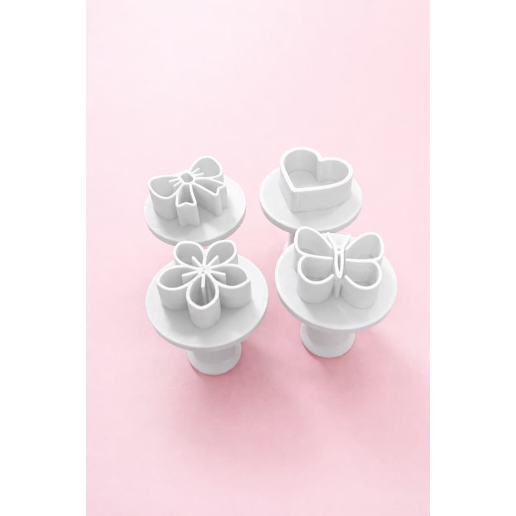 Kit 4 Carimbos para Brigadeiro 3D Flor Laço Borboleta Coração Confeitaria