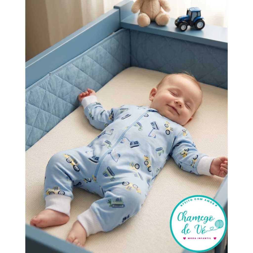 Macacão zíper longo suede inverno bebê menino