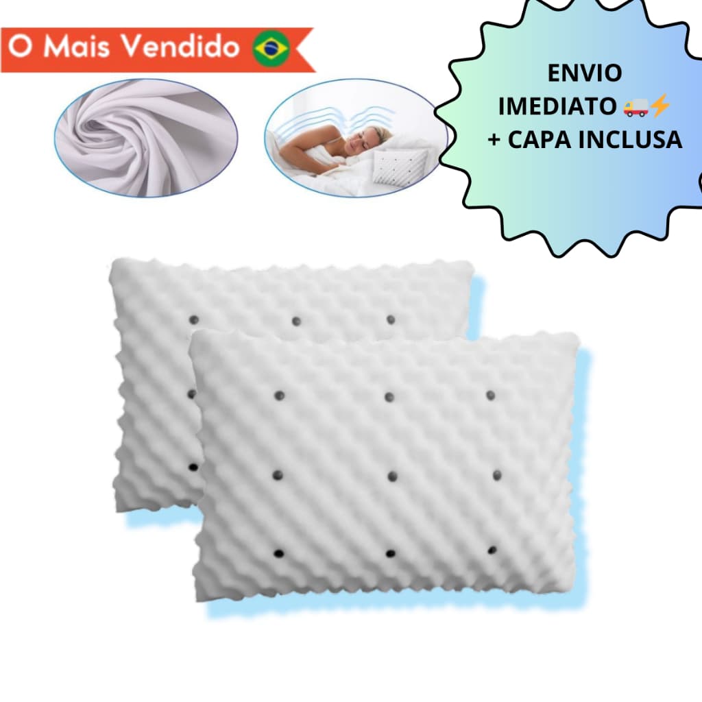 KIT Travesseiro Magnético ALTO ORTOPEDICO + FRONHA DE CETIM Massageador Confortável Infravermelho Terapeutico Luxo