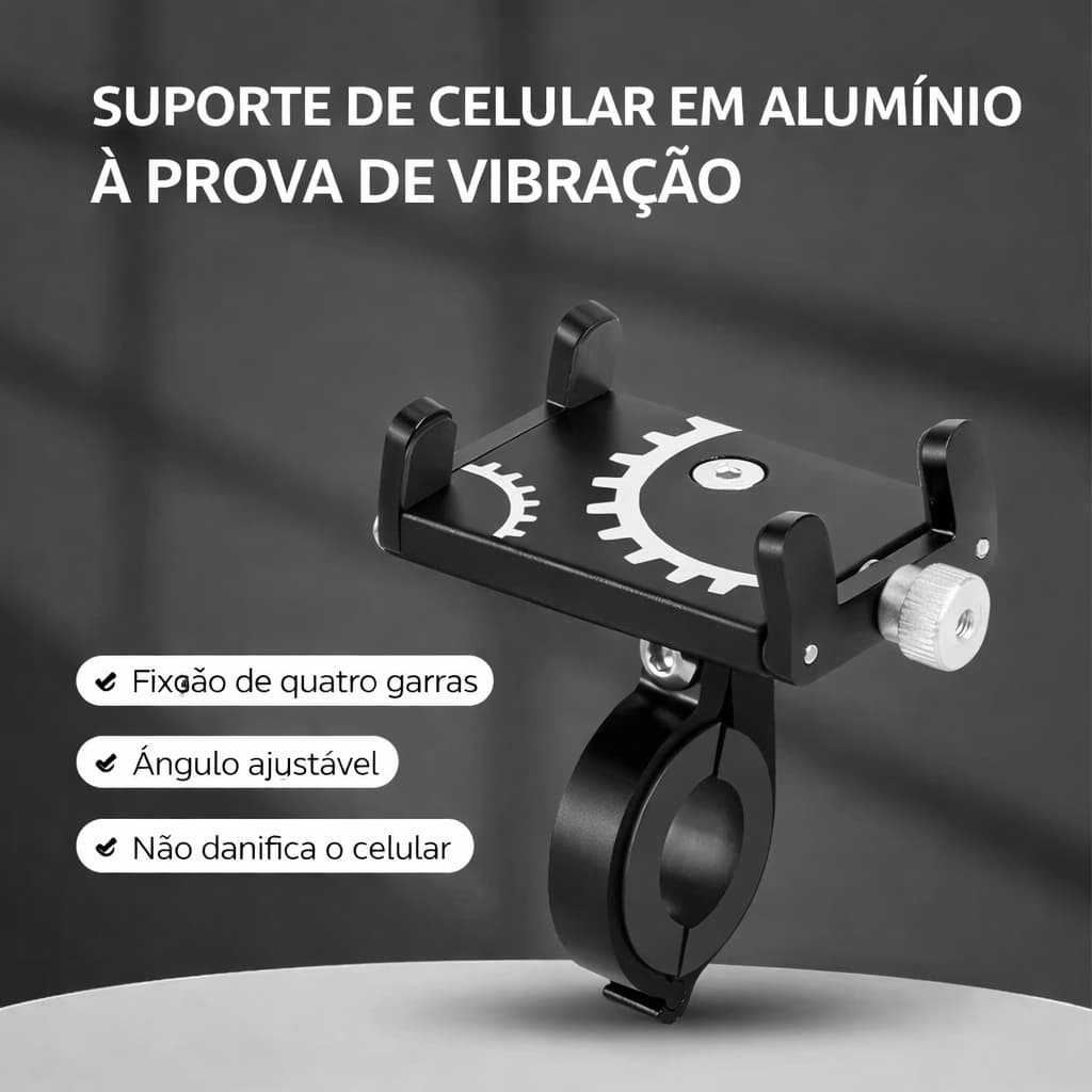 Suporte Alumínio De Guidão De Bike E Moto Para Celular GPS Resistente Mapas Entregas Ciclismo Ajustável Fixo Universal