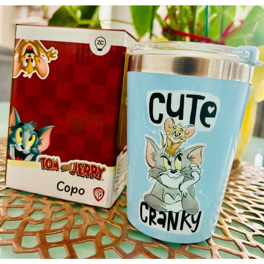 Copo Térmico 300ml Tom & Jerry Zona Criativa 🐭🔥 Original  Mantém Bebida Gelada/Quente