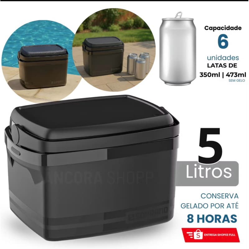 Caixa Térmica 5l Portátil Cooler bebidas Praia Churrasco Viagem