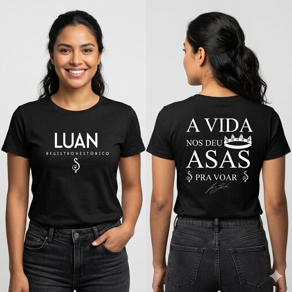 Camiseta Registro Histórico Luan Santana Luanete Asas Pra Voar Look para Show