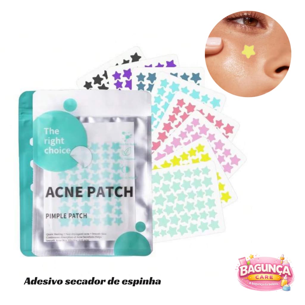 Adesivo Antiacne Estrela Colorido – Acne Patch Secativo para Espinhas | Invisível, Cicatrizante e Protetor