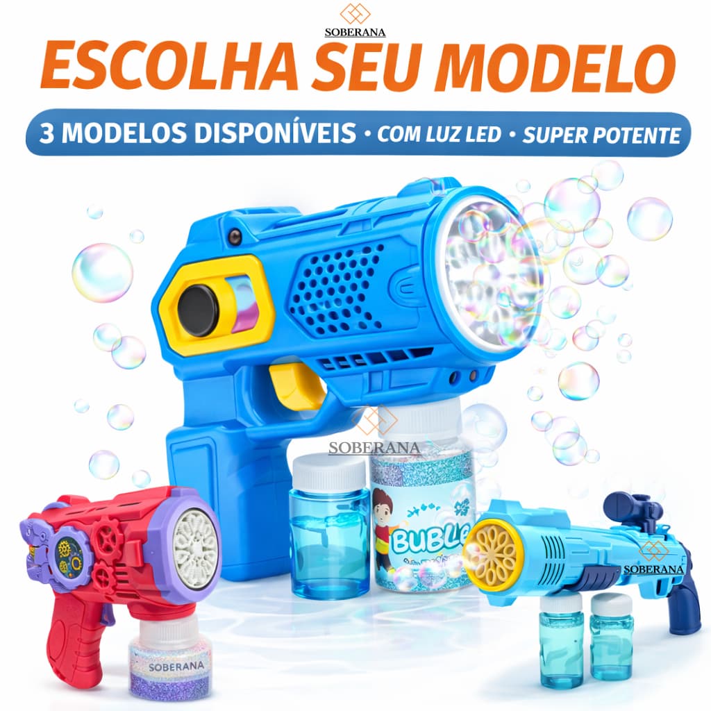 Arminha Brinquedo Diversos Modelos Máquina Lança Bolha De Sabão Colorido Infantil Led Automática