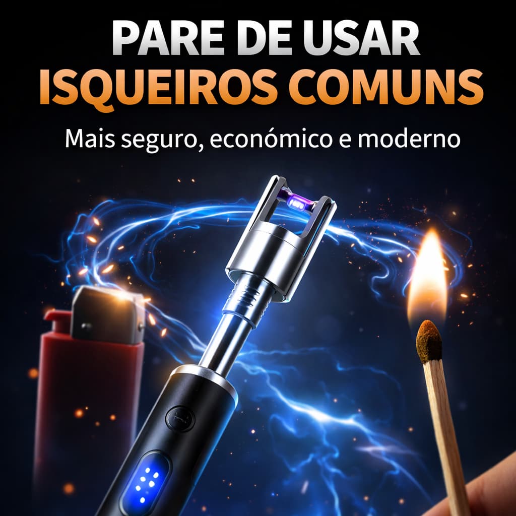 Acendedor Elétrico USB Recarregável Plasma Isqueiro Fogão Flexível à Prova de Vento Seguro (CORES SORTIDAS)