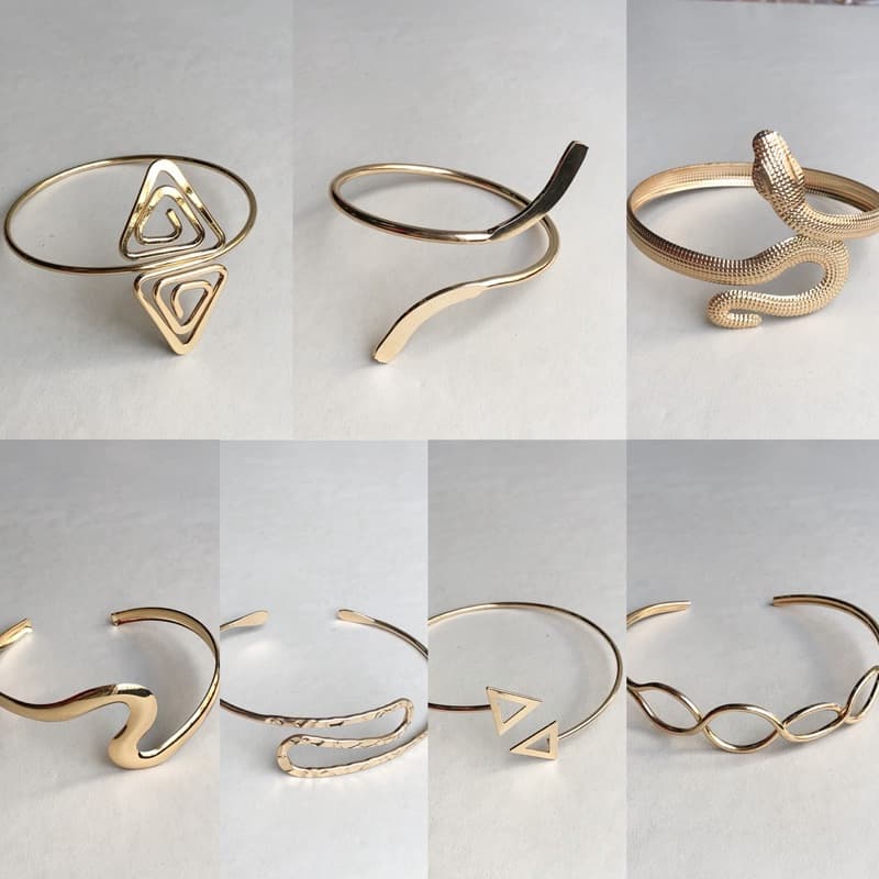 Bracelete Feminino Dourado Ajustável | Bracelete de Braço Estilo Moderno Minimalista | Acessório Fashion
