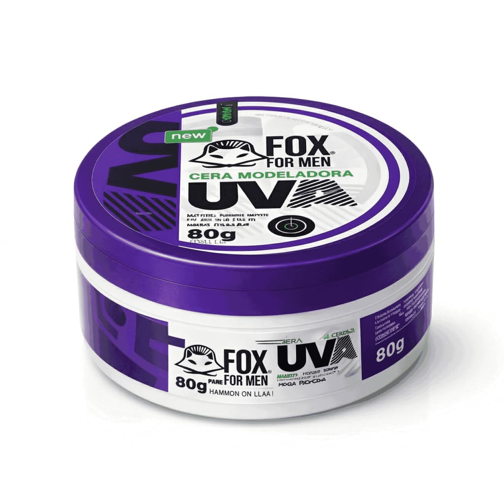 Cera Modeladora Uva Fox For Men 80g Mega Fixação Hidrata Anti Frizz com Filtro Solar p/ cabelo seco