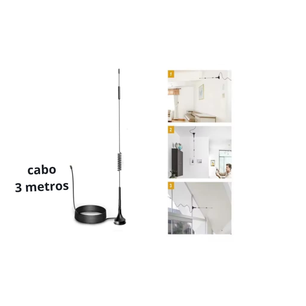 1/2 Antenas GSM 12dBi 4G SMA Macho com cabo RG174 de 3 metros 700-2700MHz melhora sinal para uso residencial, zona Rural