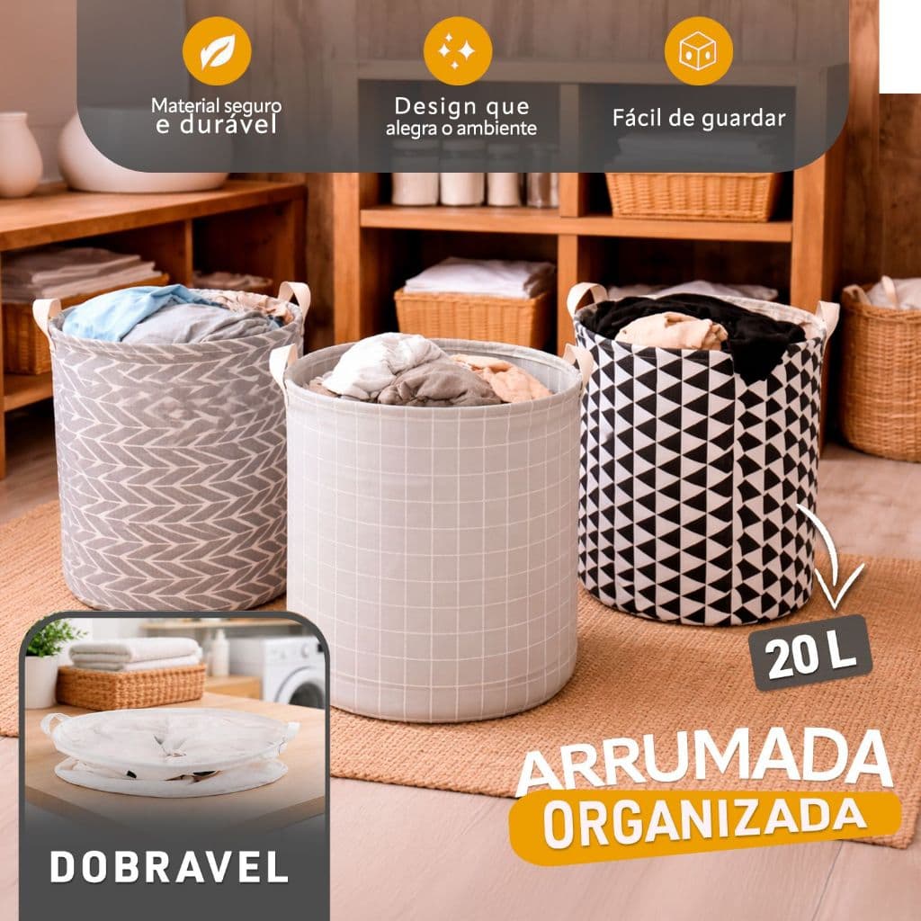 Cesto De Roupa Suja Cesto De Armazenamento com Alça 20L Dobrável Para Roupas Sujas